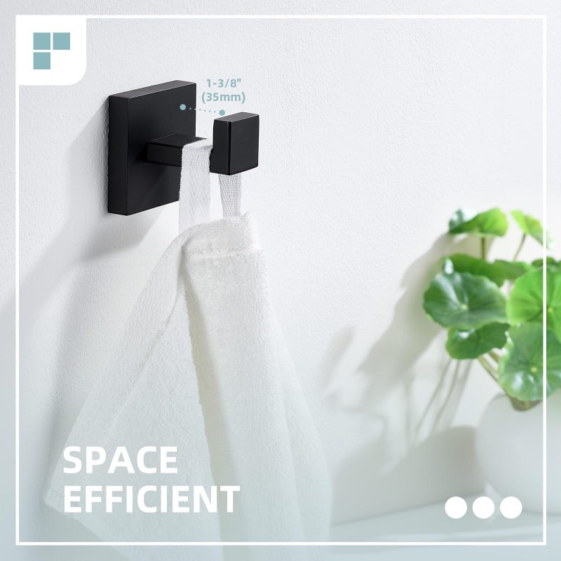 Angle Simple Towel Hook Matte Black, SUS 304 Stainless Steel Coat Robe Hook, Bathroom Hand Towel Hanger for Wall - Image 5